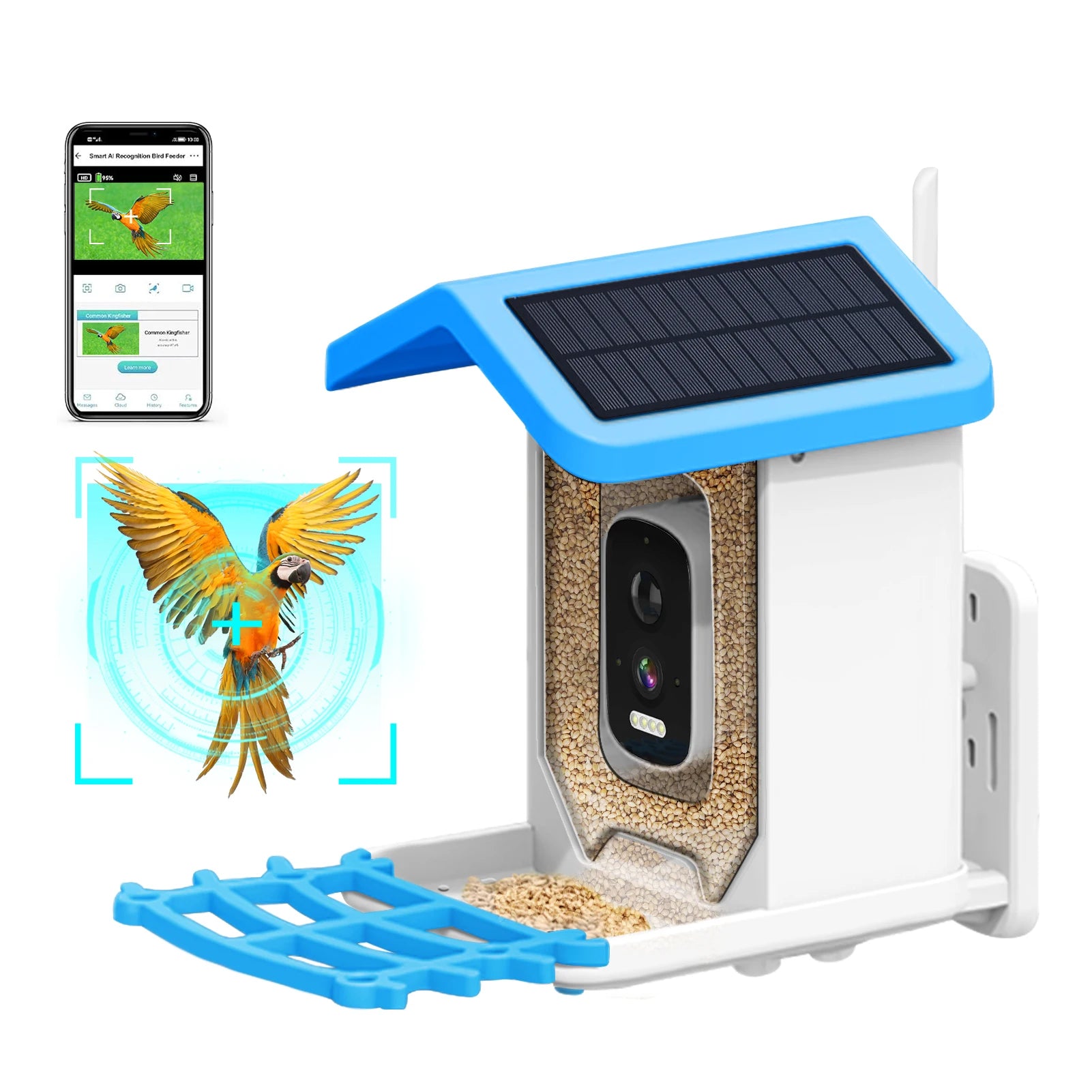 Solar Powered Smart Bird Feeder with Camera WIFI