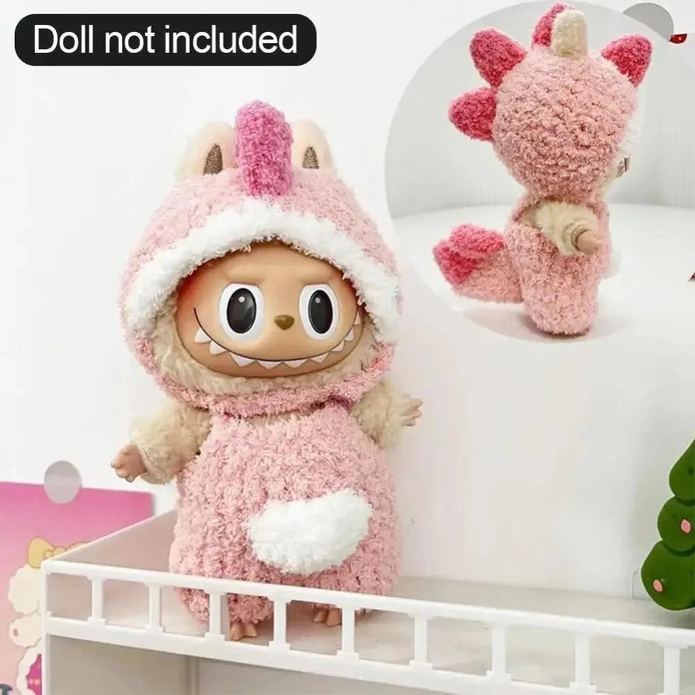 15cm Labubu The Monster Green Dinosaur Cosplay Doll Clothes Set Suitable for Outings Zaaros