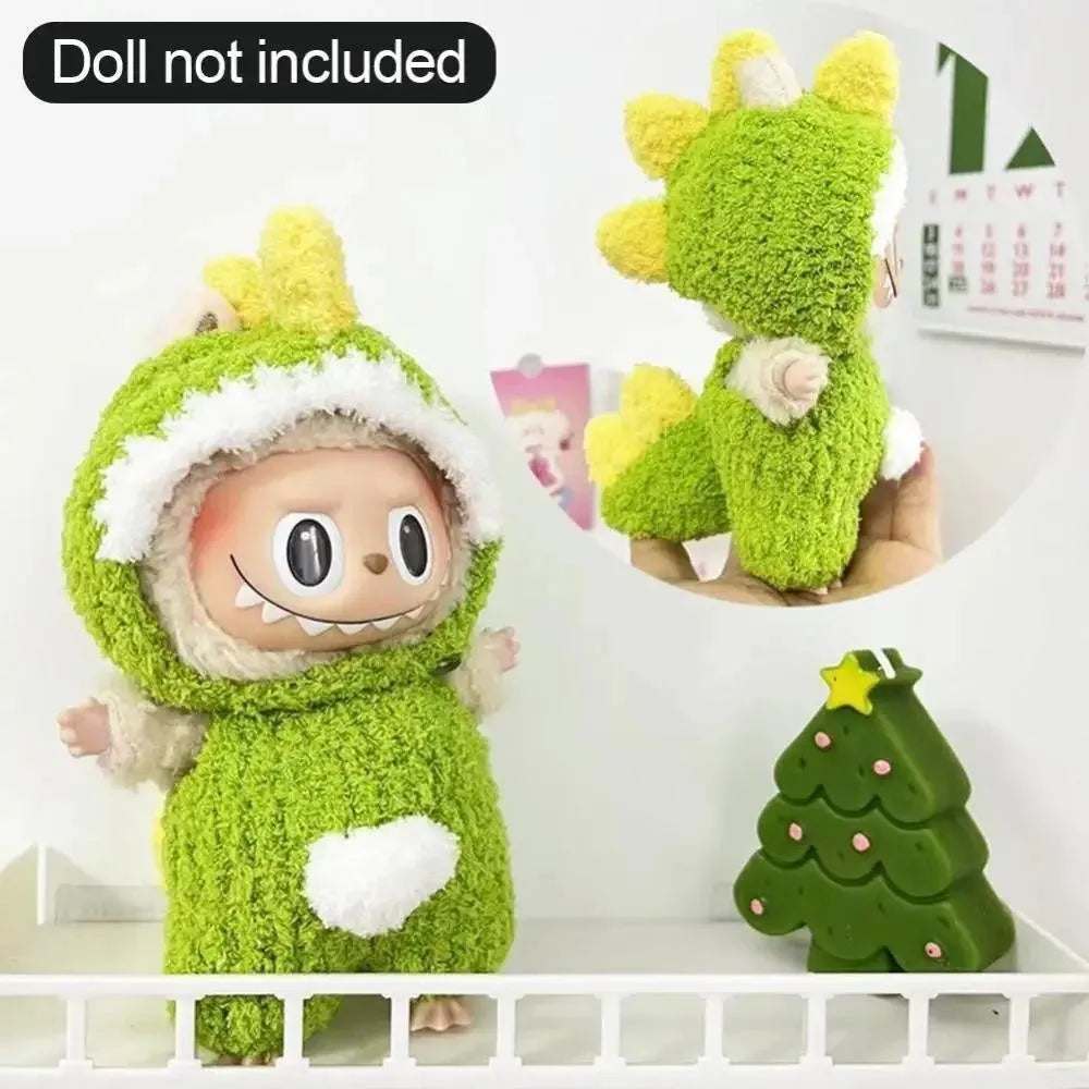 15cm Labubu The Monster Green Dinosaur Cosplay Doll Clothes Set Suitable for Outings Zaaros